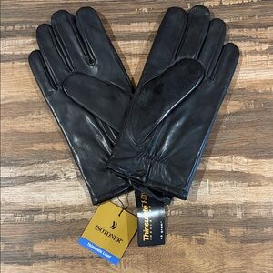 Isotoner Men’s Black Leather Insulated Dress Gloves